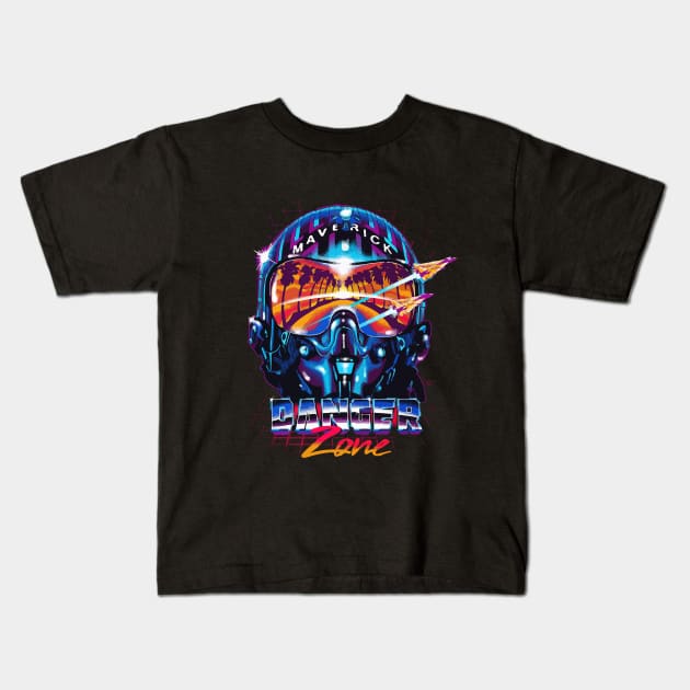 Top Gun Maverick Danger Zone Kids T-Shirt by inkstyl